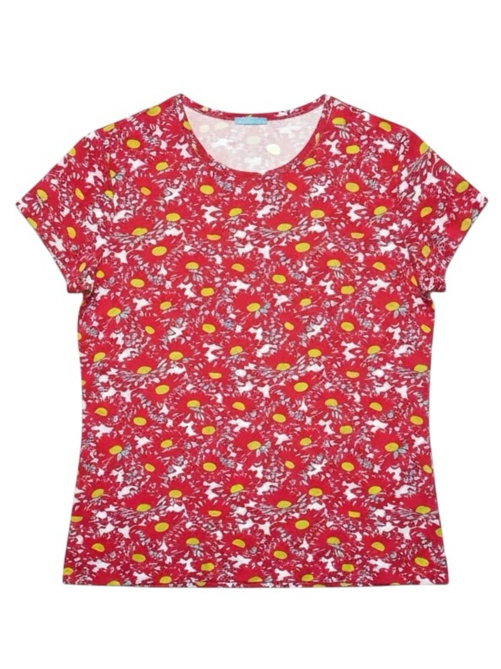 J. McLaughlin Catalina Cloth Short Sleeve Tee Multicolor Print Size Large